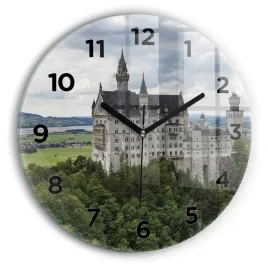 zegar-szklany-scienny-do-nowoczesnych-wnetrz-zamek-w-neuschwanstein-fi30-cm