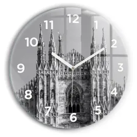 okragly-zegar-szklany-nowoczesny-ze-wzorem-katedra-duomo-di-milano-fi30-cm