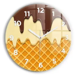 duzy-okragly-zegar-szklany-do-mieszkania-z-grafika-wafelek-i-lody-fi30-cm
