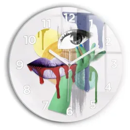okragly-zegar-szklany-designerski-z-grafika-surrealistyczny-kolaz-fi30-cm