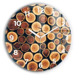 minimalistyczny-zegar-szklany-scienny-ze-stylowym-nadrukiem-drewno-fi30-cm