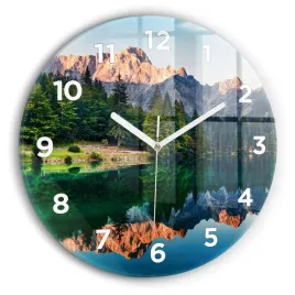 zegar-szklany-designerski-ze-stylowym-nadrukiem-krajobraz-jeziora-fi30-cm
