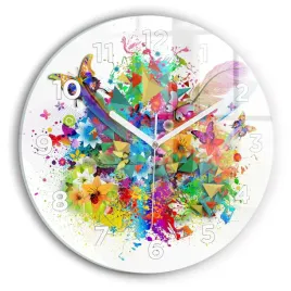 zegar-szklany-designerski-z-nadrukiem-kwiatowa-harmonia-z-motylami-fi30-cm