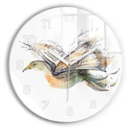 nowoczesny-okragly-zegar-szklany-na-sciane-z-grafika-ptak-i-ksiazka-fi30-cm