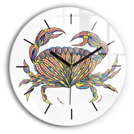 wiszacy-okragly-zegar-szklany-ze-stylowym-nadrukiem-krab-etniczny-fi60-cm