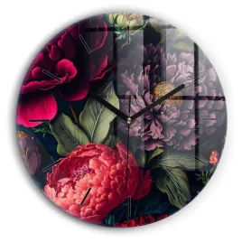 duzy-zegar-szklany-do-mieszkania-z-nadrukiem-vintage-bukiet-kwiatow-fi60-cm