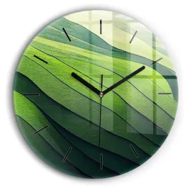zegar-szklany-scienny-do-salonu-z-grafika-abstrakcja-zielone-pola-fi60-cm