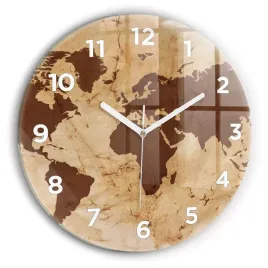 okragly-zegar-szklany-do-sypialni-z-nadrukiem-vintage-mapa-swiata-fi30-cm