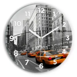duzy-okragly-foto-zegar-szklany-do-mieszkania-manhattan-i-taksowki-fi30-cm