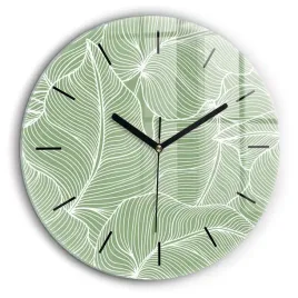 zegar-szklany-nowoczesny-ze-stylowym-nadrukiem-liscie-natura-wzor-fi60-cm