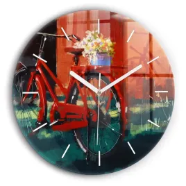 okragly-zegar-szklany-ozdobny-ze-stylowym-nadrukiem-malowany-rower-fi60-cm