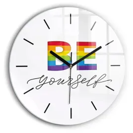 zegar-szklany-dekoracyjny-ze-stylowym-nadrukiem-napis-be-yourself-fi60-cm
