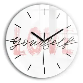 okragly-foto-zegar-szklany-do-kuchni-na-sciane-napis-love-yourself-fi60-cm
