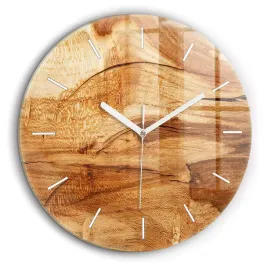 okragly-zegar-szklany-scienny-do-salonu-z-grafika-tekstura-drewna-fi60-cm