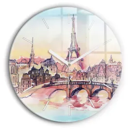 zegar-szklany-do-kuchni-na-sciane-z-grafika-malowany-pejzaz-paryza-fi60-cm