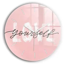 elegancki-zegar-szklany-na-sciane-z-nadrukiem-napis-love-yourself-fi60-cm