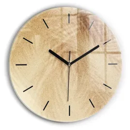 okragly-zegar-szklany-scienny-do-biura-z-grafika-zlota-abstrakcja-fi30-cm