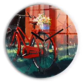 nowoczesny-okragly-zegar-szklany-na-sciane-z-grafika-malowany-rower-fi30-cm