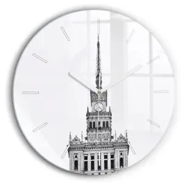 elegancki-zegar-szklany-na-sciane-z-nadrukiem-palac-kultury-i-nauki-fi60-cm