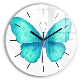 okragly-foto-zegar-szklany-z-wlasnym-zdjeciem-turkusowy-letni-motyl-fi30-cm