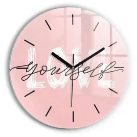 designerski-zegar-szklany-do-wnetrz-z-grafika-napis-love-yourself-fi30-cm