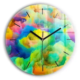 okragly-zegar-szklany-scienny-do-biura-z-grafika-fraktalna-tekstura-fi30-cm