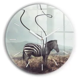 nowoczesny-okragly-foto-zegar-szklany-na-sciane-zebra-abstrakcja-fi30-cm