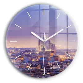 minimalistyczny-zegar-szklany-scienny-ze-wzorem-widok-na-barcelone-fi30-cm