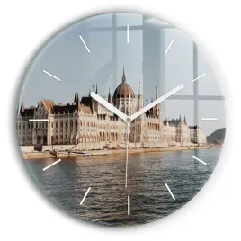 okragly-zegar-szklany-na-sciane-z-grafika-parlament-w-budapeszcie-fi30-cm