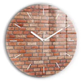 elegancki-okragly-zegar-szklany-na-sciane-z-grafika-ceglana-sciana-fi30-cm