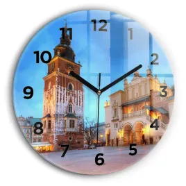 okragly-foto-zegar-szklany-scienny-do-biura-rynek-glowny-w-krakowie-fi60-cm