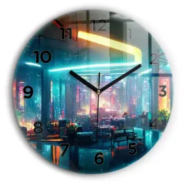 okragly-zegar-szklany-nowoczesny-z-grafika-miasto-w-stylu-cyberpunk-fi60-cm