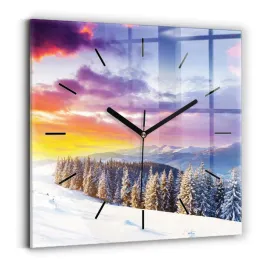 zegar-szklany-scienny-do-biura-z-grafika-zimowy-gorski-krajobraz-30x30-cm