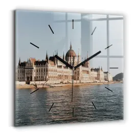 dekoracyjny-kwadratowy-foto-zegar-szklany-parlament-w-budapeszcie-30x30-cm