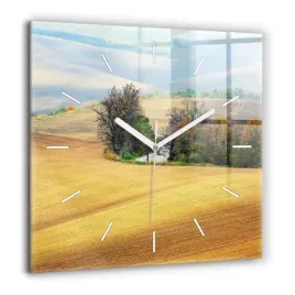 zegar-szklany-scienny-do-salonu-z-grafika-morawy-wiejski-krajobraz-60x60-cm