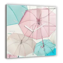 szklany-nowoczesny-kwadratowy-zegar-na-sciane-pastelowe-parasole-60x60-cm