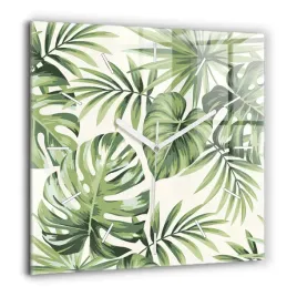 nowoczesny-zegar-szklany-na-sciane-z-grafika-tropikalny-wzor-xxl-60x60-cm