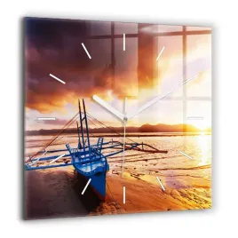 zegar-szklany-scienny-do-biura-ze-wzorem-lodka-i-zachod-slonca-xxl-60x60-cm