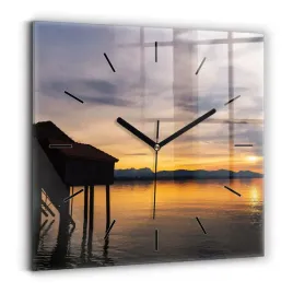 elegancki-foto-zegar-szklany-na-sciane-zachod-slonca-nad-jeziorem-30x30-cm