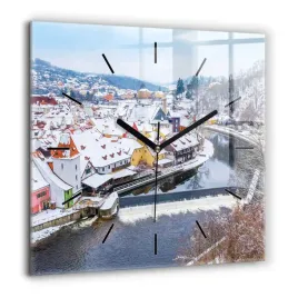 kwadratowy-foto-zegar-szklany-scienny-panorama-miasta-w-zimie-duzy-60x60-cm