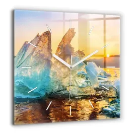 nowoczesny-foto-zegar-szklany-na-sciane-gora-lodu-i-wschod-slonca-60x60-cm