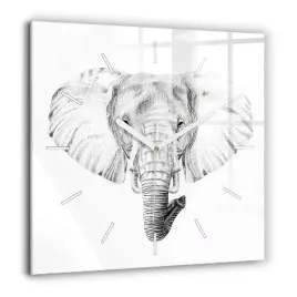 scienny-kwadratowy-foto-zegar-szklany-graficzna-glowa-slonia-duzy-60x60-cm