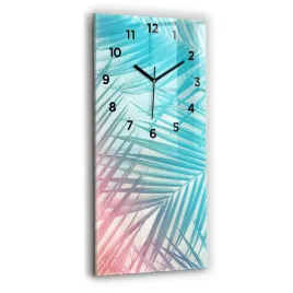 minimalistyczny-zegar-szklany-scienny-z-grafika-tropikalna-palma-30x60-cm