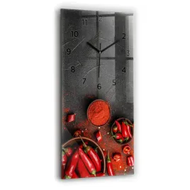 zegar-szklany-do-salonu-ze-stylowym-nadrukiem-czerwone-papryczki-30x60-cm