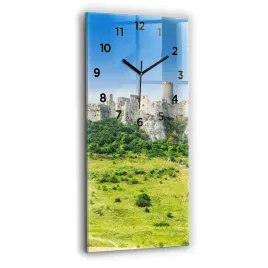 scienny-pionowy-zegar-szklany-ze-wzorem-zamek-spiski-na-slowacji-30x60-cm