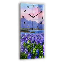 personalizowany-pionowy-foto-zegar-szklany-widok-na-gory-islandia-30x60-cm