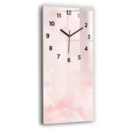 pionowy-zegar-szklany-scienny-do-salonu-z-nadrukiem-kwitnace-roze-30x60-cm