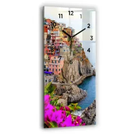 zegar-szklany-ozdobny-ze-stylowym-nadrukiem-wybrzeze-cinque-terre-30x60-cm