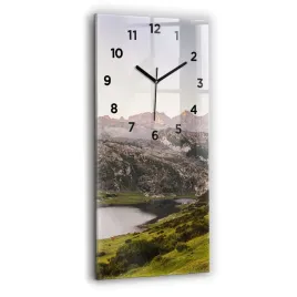 pionowy-zegar-szklany-ozdobny-z-nadrukiem-jezioro-i-gory-pireneje-30x60-cm