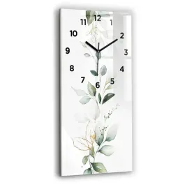 designerski-zegar-szklany-do-wnetrz-z-nadrukiem-abstrakcja-liscie-30x60-cm